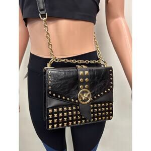 Michael Kors Greenwich Leather Crossbody/Shoulder Bag - Black
